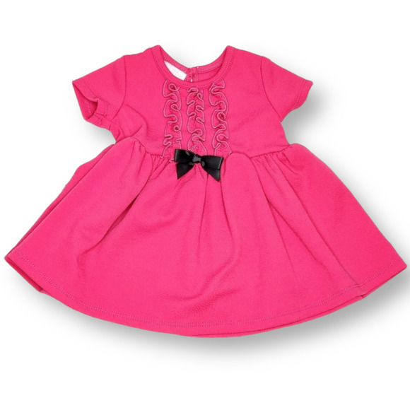 Bonnie Baby Short Sleeve Dress with Bow Pink 12 m - Picture 1 of 5